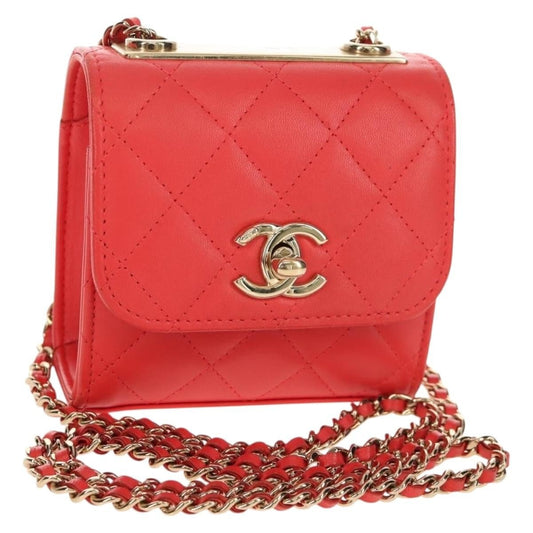  Chanel Trendy CC Small Flap Bag Rossa Pelle Agnello Hardware Dorato | Etoilux