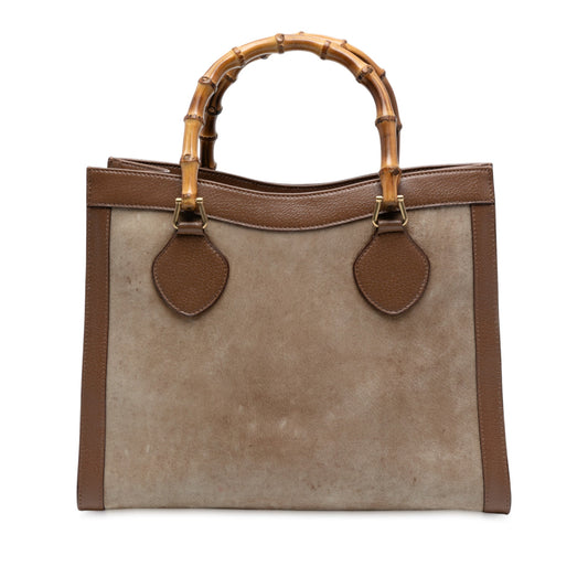 Gucci – Diana Medium Tote in Pelle Scamosciata e Bambù - Etoilux