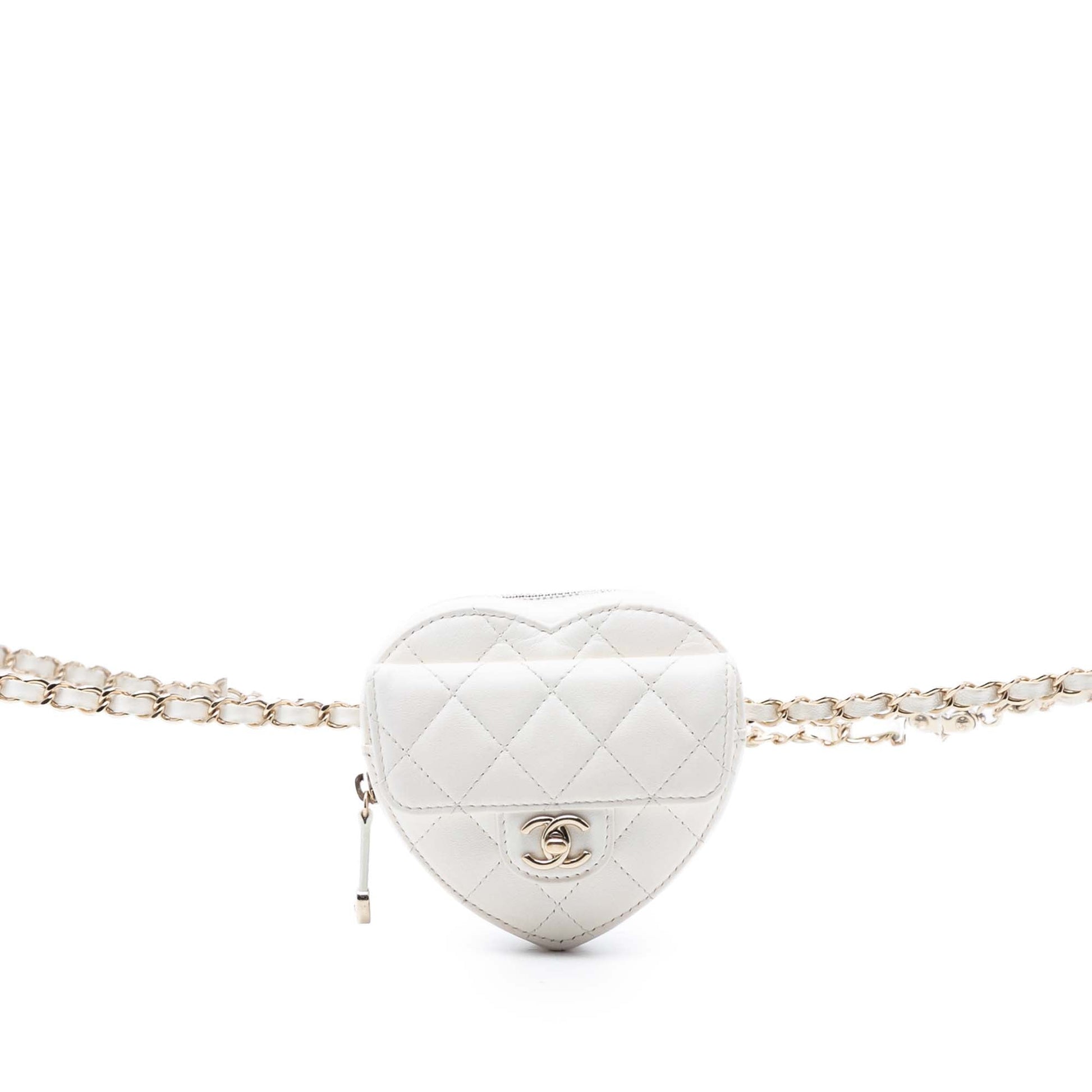 Chanel Heart Bag Pelle di Agnello Bianca – 11 cm - Etoilux