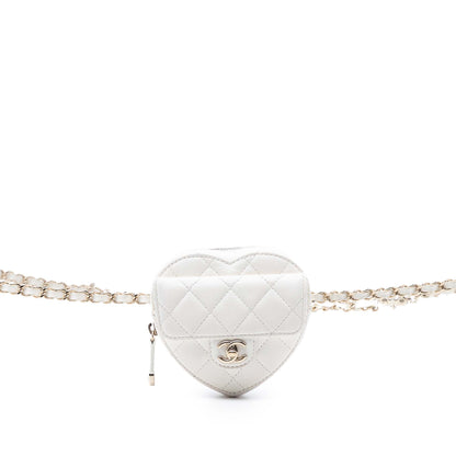 Chanel Heart Bag Pelle di Agnello Bianca – 11 cm - Etoilux
