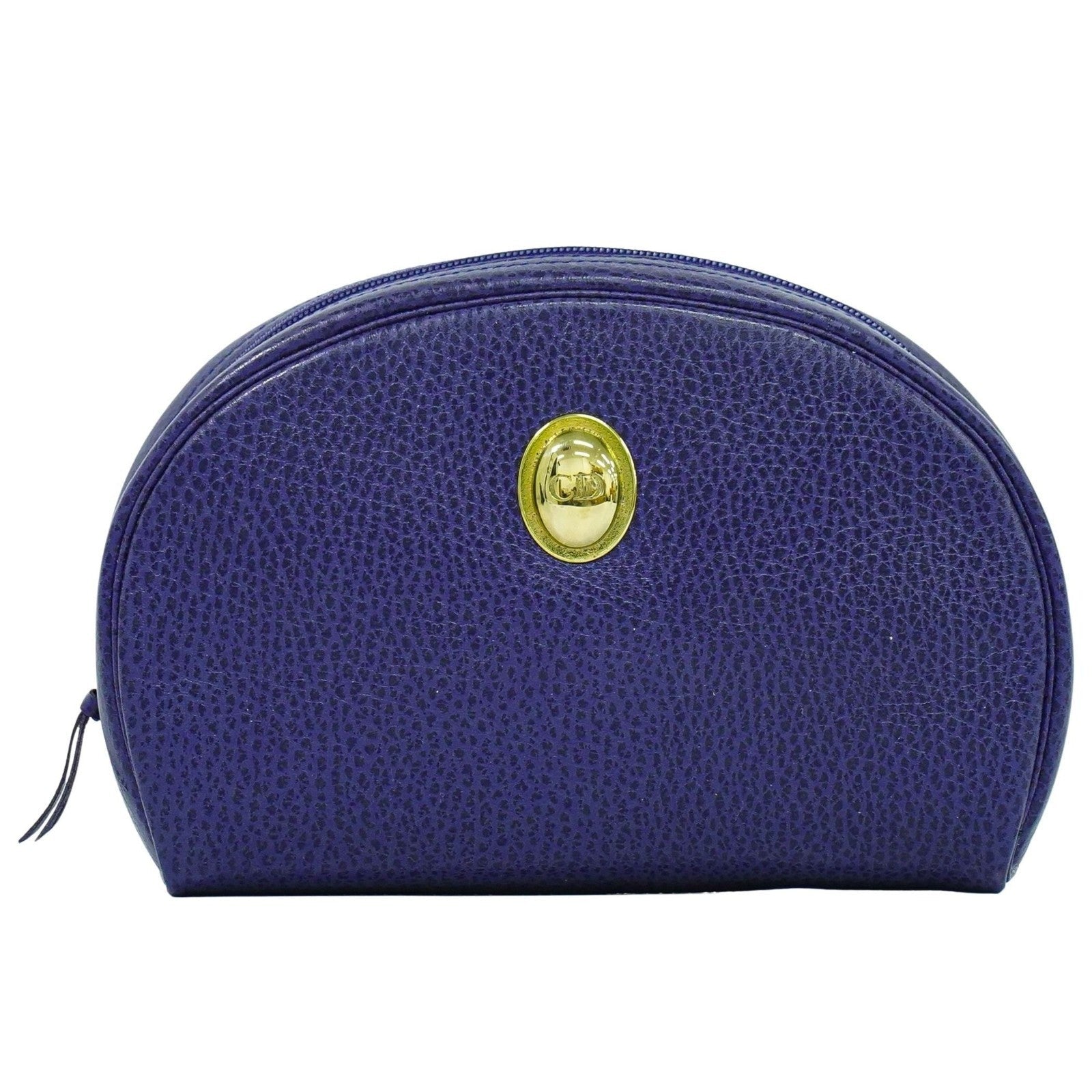 Christian Dior Vintage Zip Pochette in Pelle Blu - Etoilux