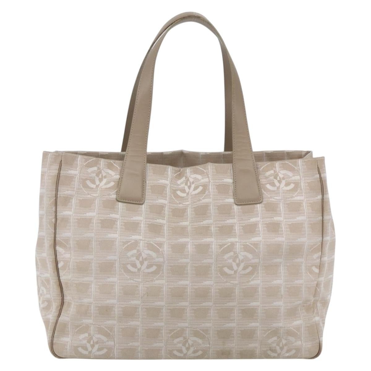 Chanel Travel Line Tote Medium Nylon Jacquard Beige – Serie 9390405 - Etoilux