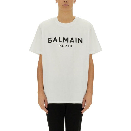 BALMAIN – T-shirt in cotone con logo - Etoilux