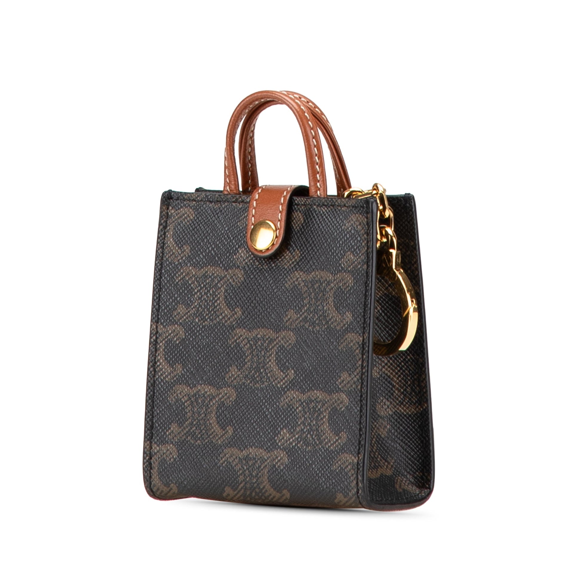 Celine – Ciondolo/Borsa Mini Triomphe in Tela Rivestita – Marrone (2021) - Etoilux