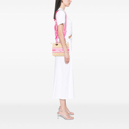 Dior – Lady Dior Basket Bag in Paglia e Dettagli Rosa (2022) - Etoilux