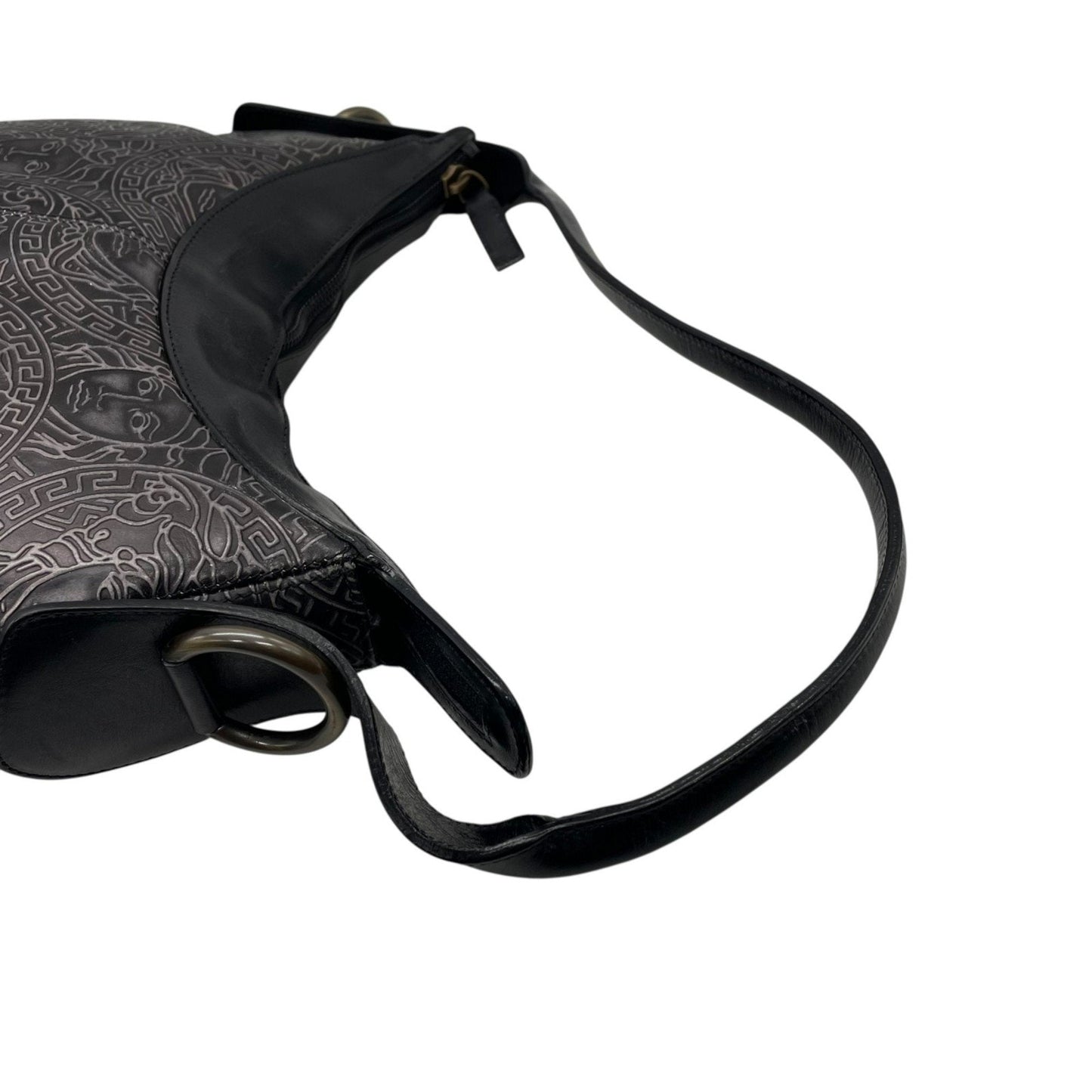 Versace Medusa – Hobo bag in pelle nera incisa - Etoilux