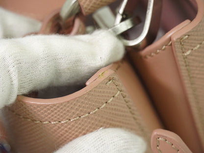 Prada Panier Bucket Bag in Saffiano Leather Beige – Limited Edition Pins - Etoilux