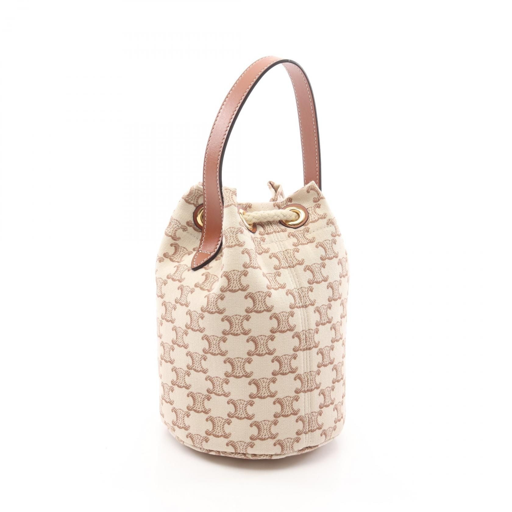 Celine Teen Drawstring Triomphe Canvas & Pelle Tan – 14,5 cm - Etoilux