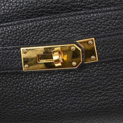 Hermès Kelly 42 Élan Shoulder Togo Noir Hardware Dorato — Formato Orizzontale Raro - Etoilux