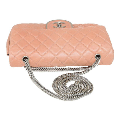 Chanel Classic Double Flap Medium in Pelle Rosa – Hardware Argento - Etoilux