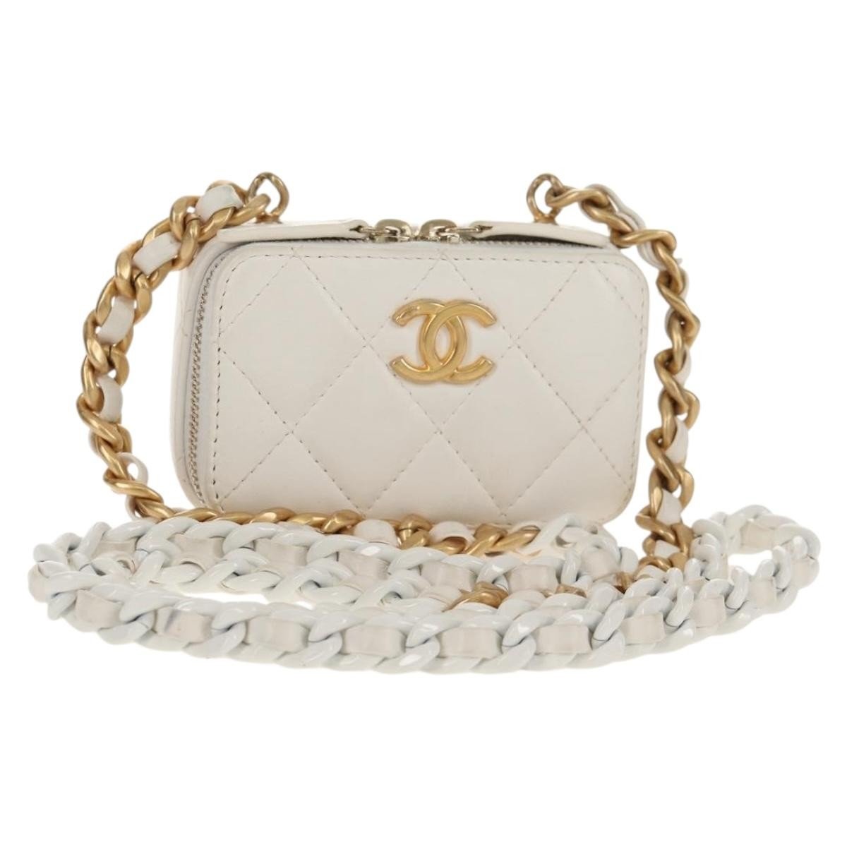 Chanel CC Zip Mini Bag Pelle di Agnello Bianco Latte – 11 cm - Etoilux