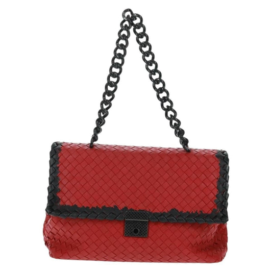 Bottega Veneta Glass Shoulder Bag Intrecciato Nappa Rosso/Nero – 28 cm - Etoilux