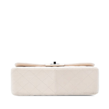 Chanel Classic Double Flap Jumbo Agnello Avorio Hardware Argento – 2011 - Etoilux
