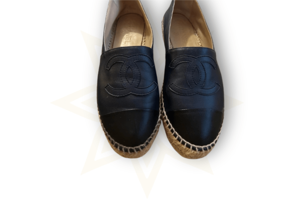 Chanel Espadrilles in pelle nera e blu navy – Mod. G29762 – Size 39,5 - Etoilux