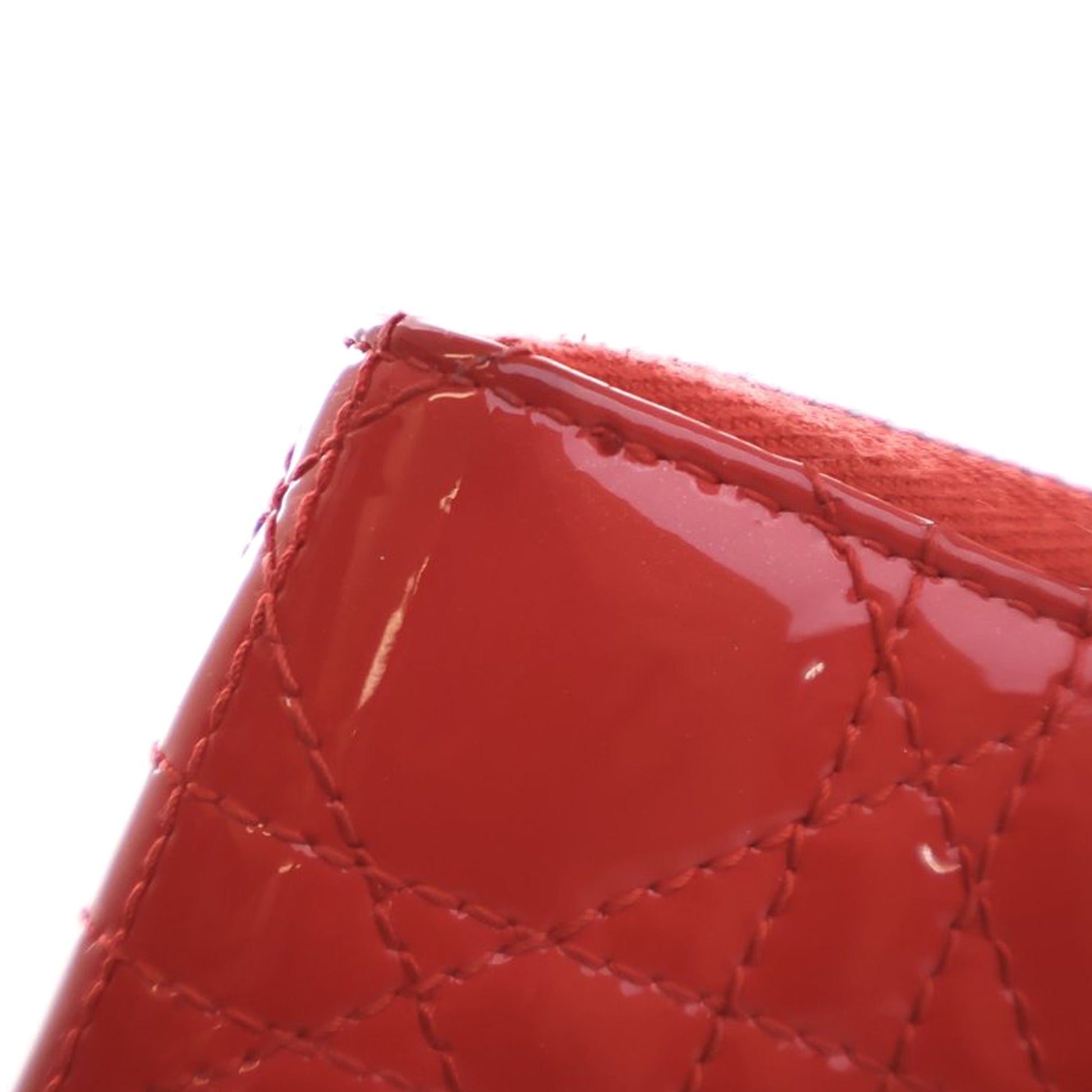 Christian Dior – Portafoglio Lady Dior in Vernice Rosso Corallo – 2014 - Etoilux