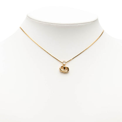 Christian Dior Vintage Collana Pendente CD Logo Cristallo Marquise Placcato Oro – 44 cm - Etoilux