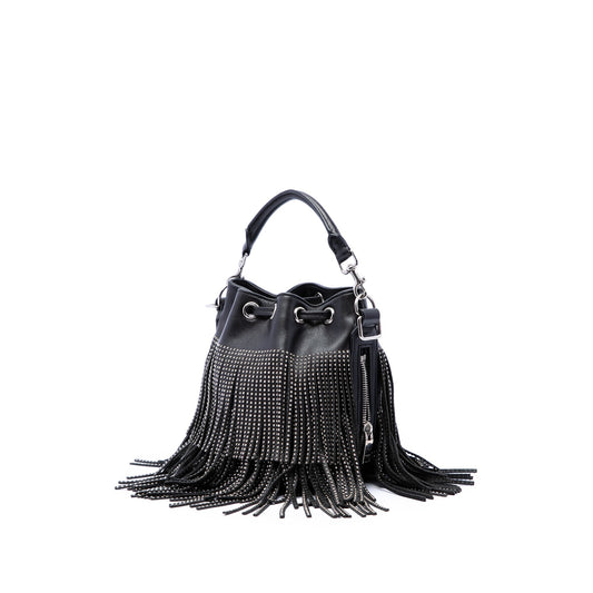 Saint Laurent Emmanuelle Bucket Bag Pelle Borchiata Nera – Small - Etoilux