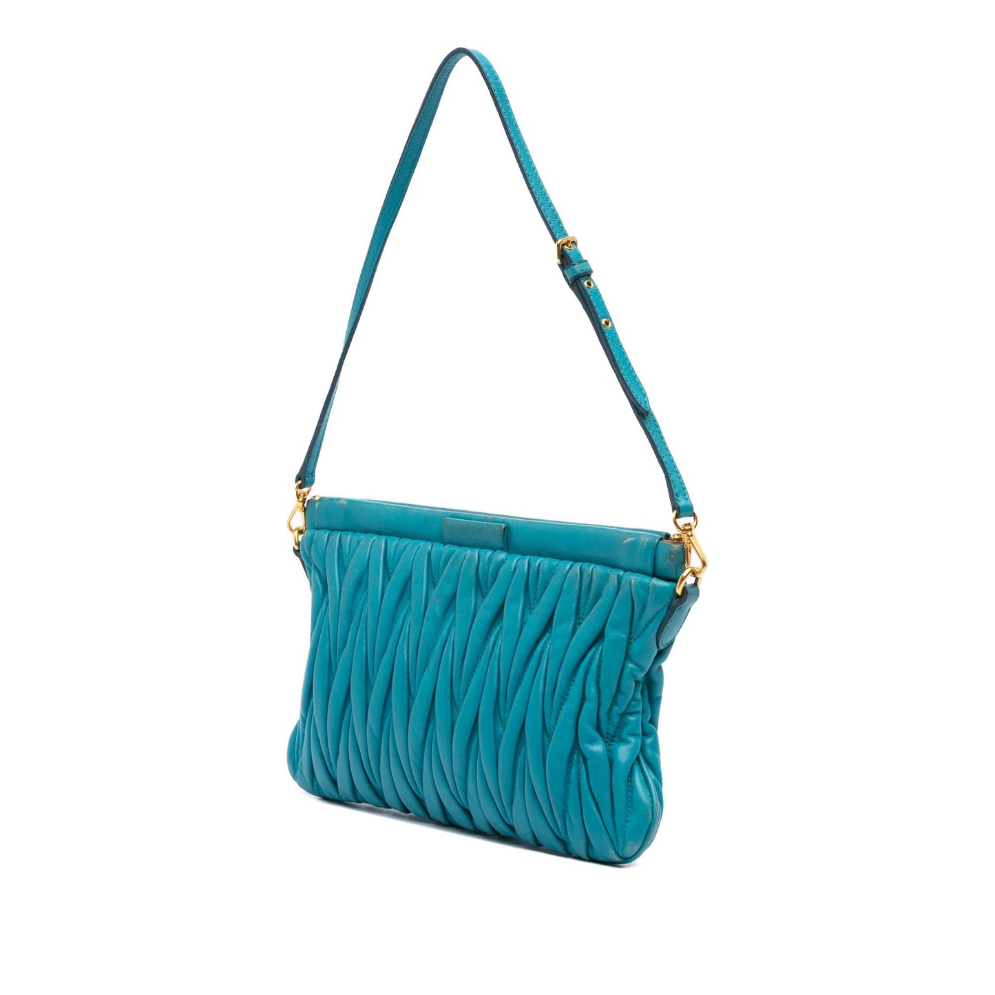 Miu Miu Matelassé Shoulder Bag – Pelle di Agnello Trapuntata – Blu - Etoilux