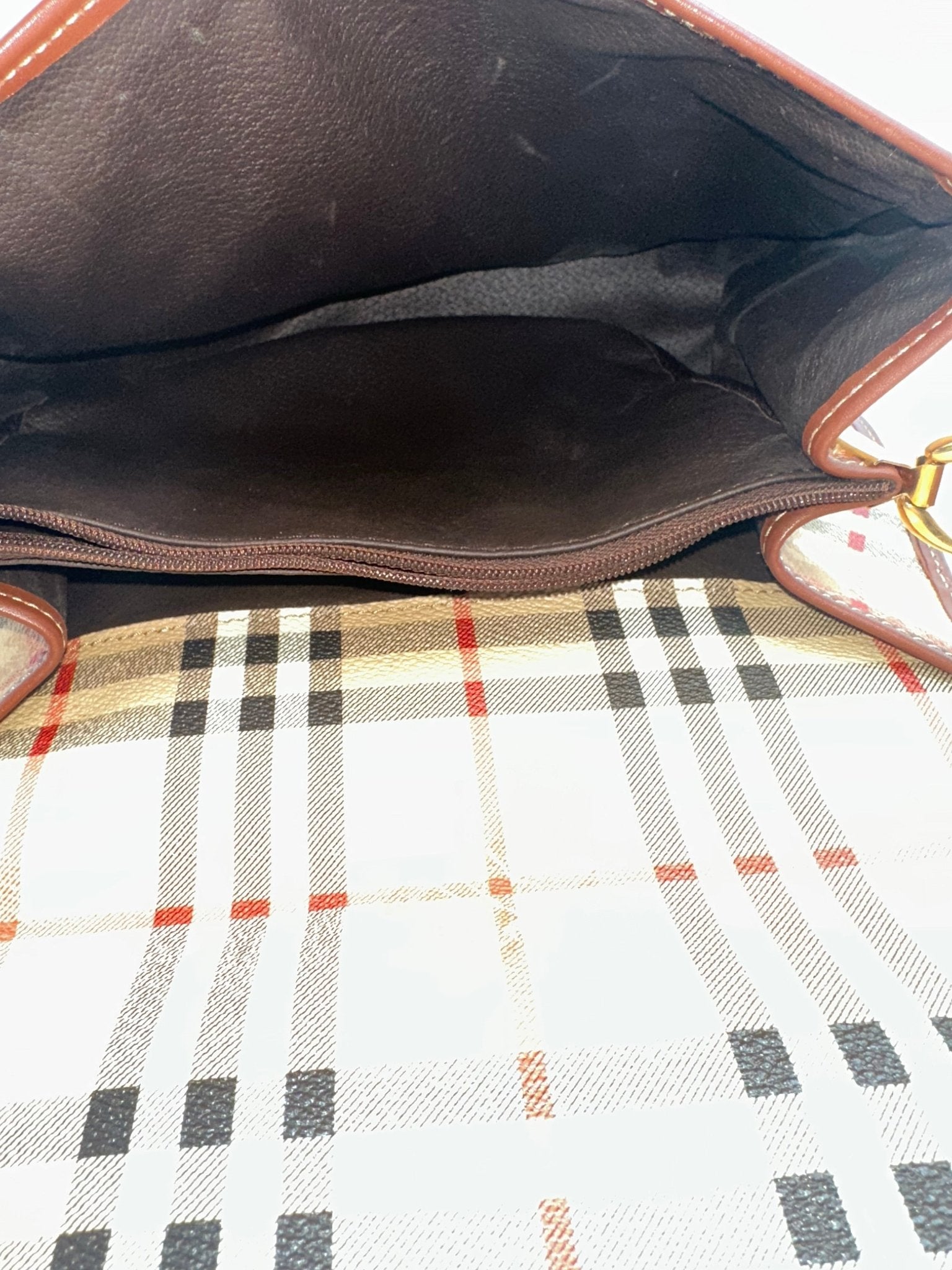 BURBERRY – Borsa a Tracolla Vintage Check in Canvas e Pelle Marrone - Etoilux
