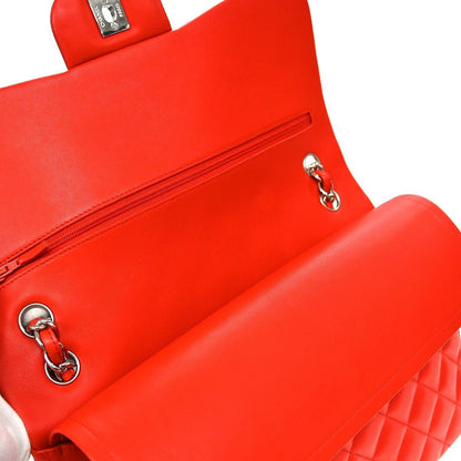Chanel Classic Double Flap Jumbo Agnellino Rosso Hardware Silver 2016 – 30 cm - Etoilux
