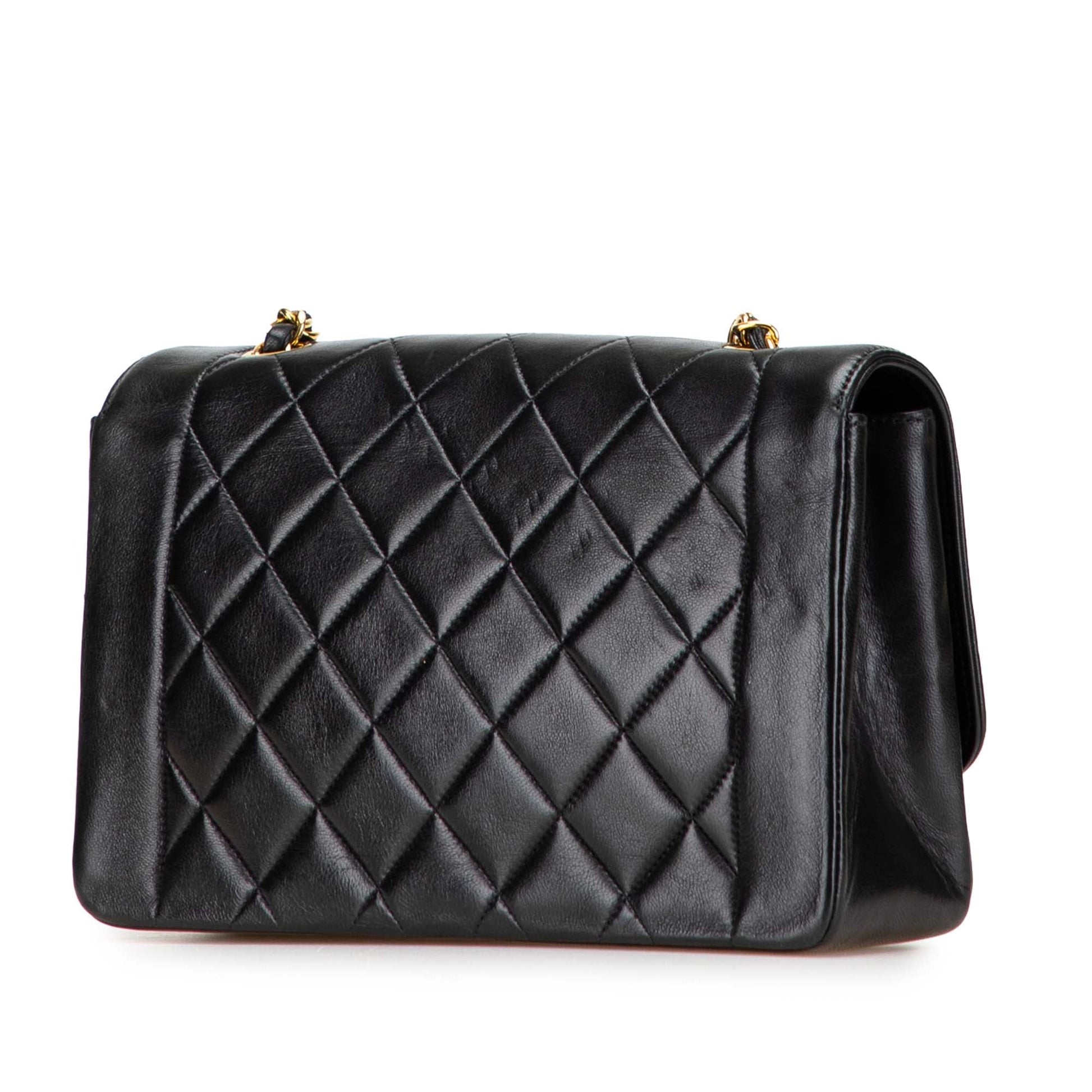 Chanel Diana Flap Medium in pelle di agnello nera – Vintage 1991/1994 - Etoilux