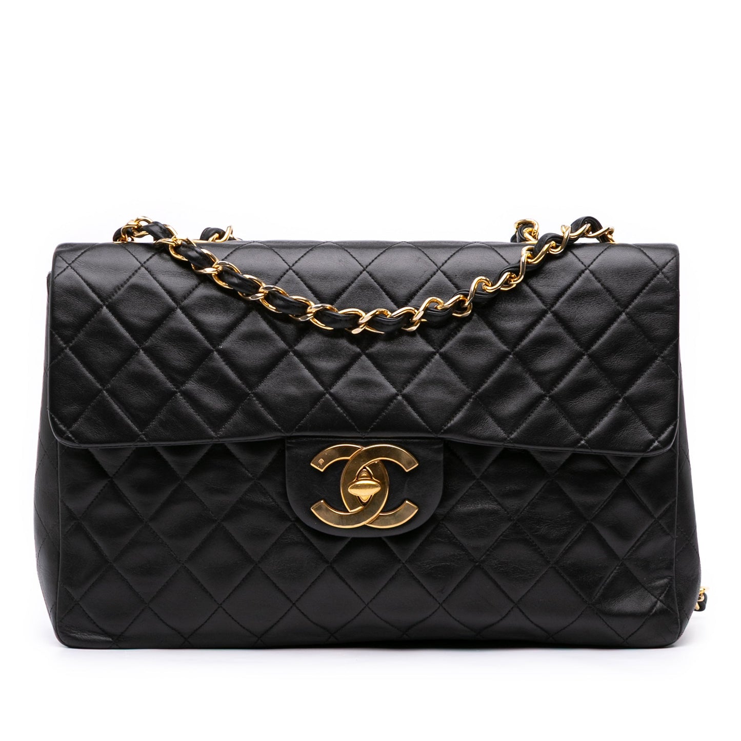 Chanel Maxi XL Single Flap in Pelle di Agnello – Nero (1994 - 1996) - Etoilux