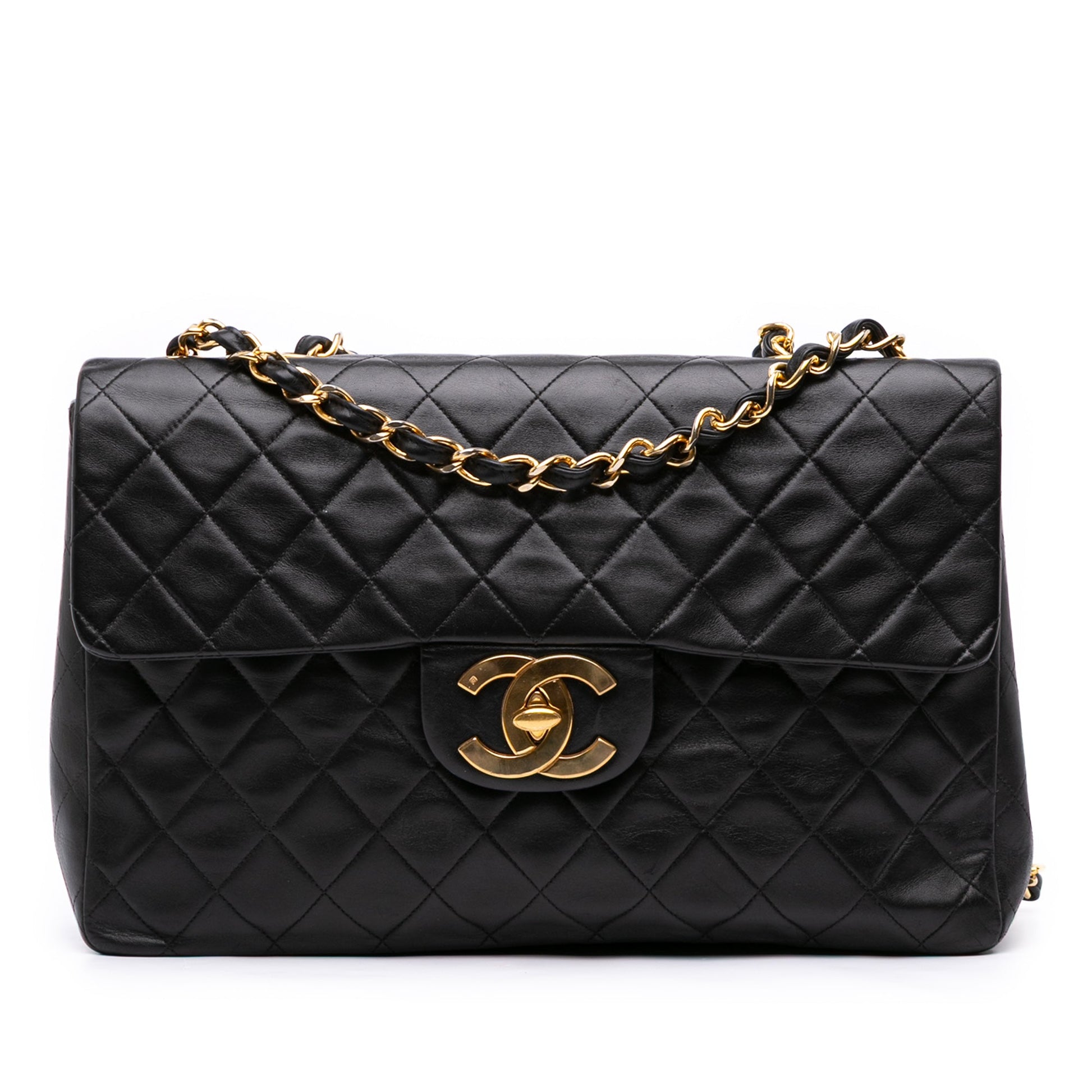 Chanel Maxi XL Single Flap in Pelle di Agnello – Nero (1994 - 1996) - Etoilux