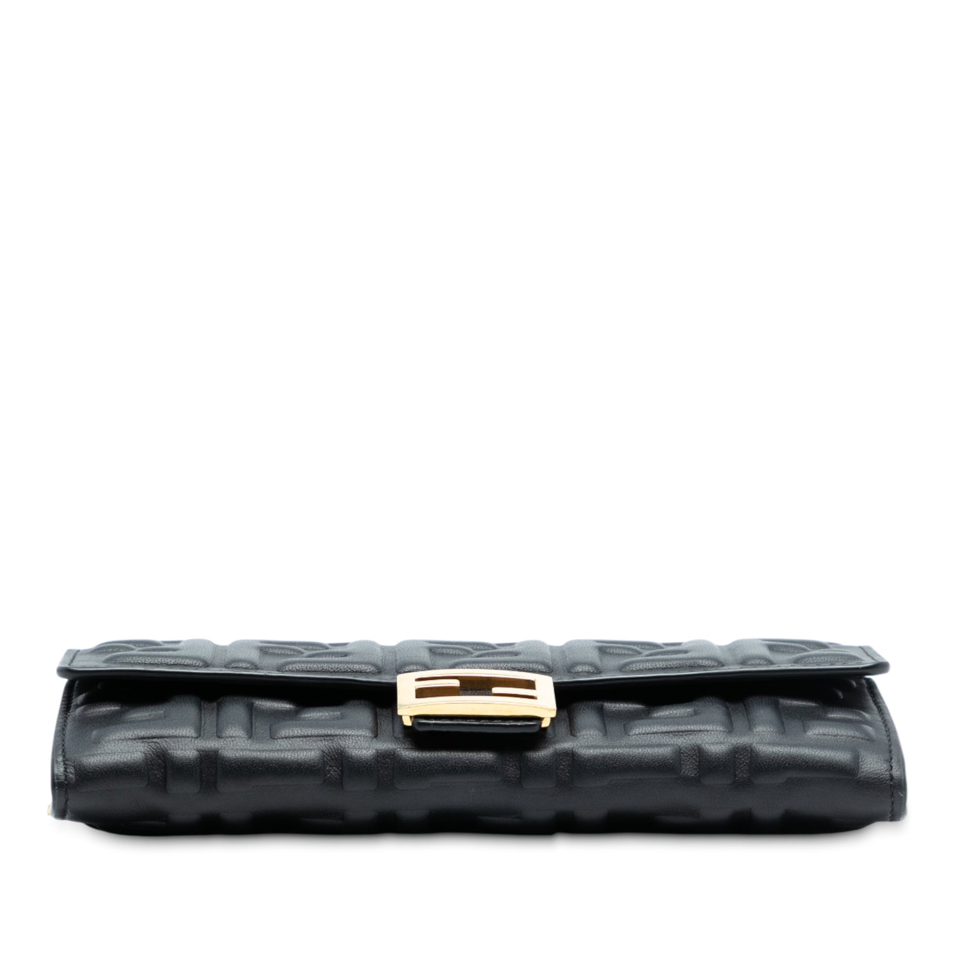 Fendi Baguette Soft FF Continental Wallet on Chain Nappa Nera Hardware Oro – 19 cm - Etoilux