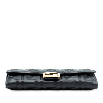 Fendi Baguette Soft FF Continental Wallet on Chain Nappa Nera Hardware Oro – 19 cm - Etoilux