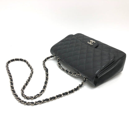 Chanel Jumbo Classic Flap in Caviar Nero con Hardware Argento - Etoilux