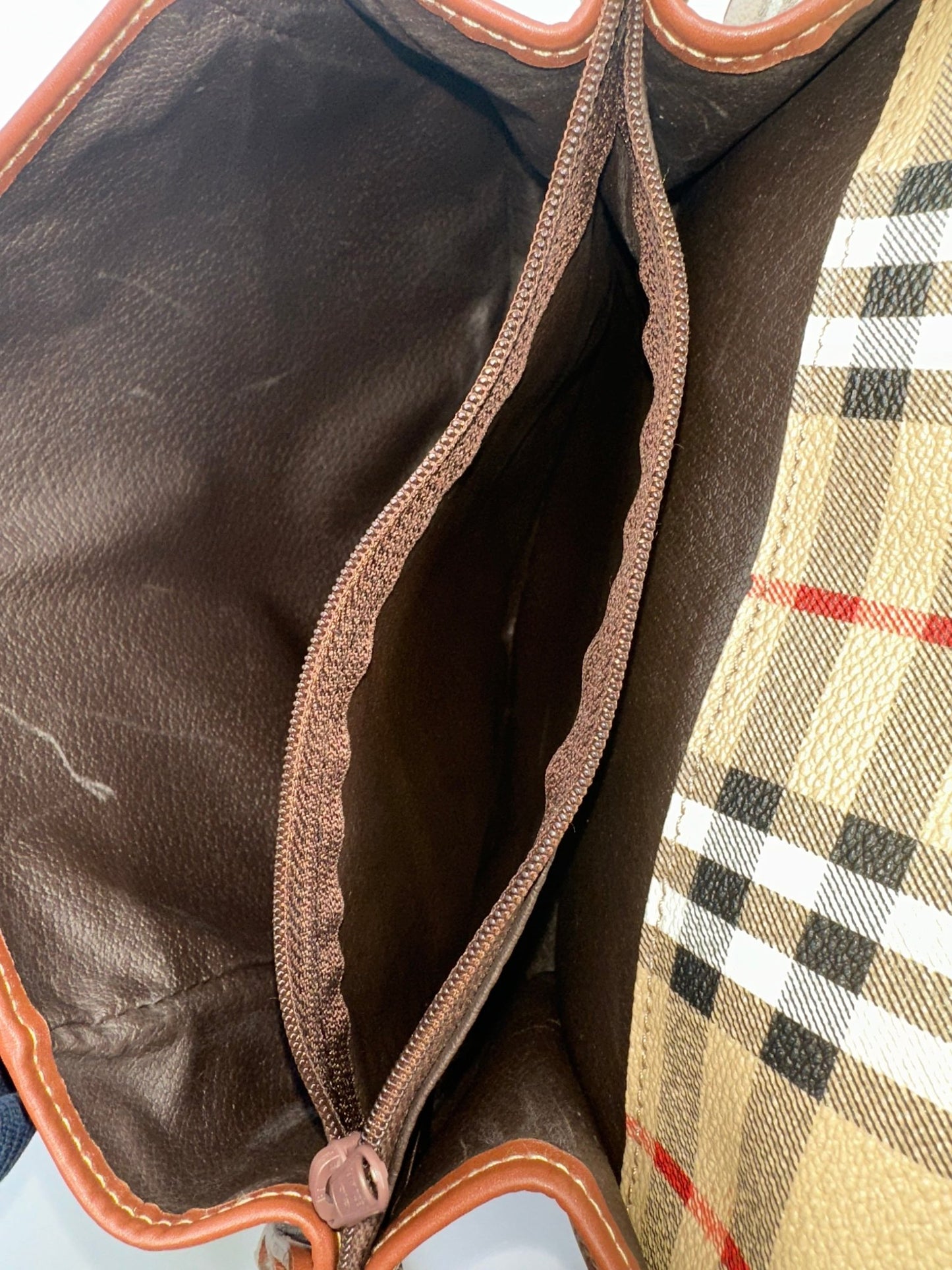 BURBERRY – Borsa a Tracolla Vintage Check in Canvas e Pelle Marrone - Etoilux