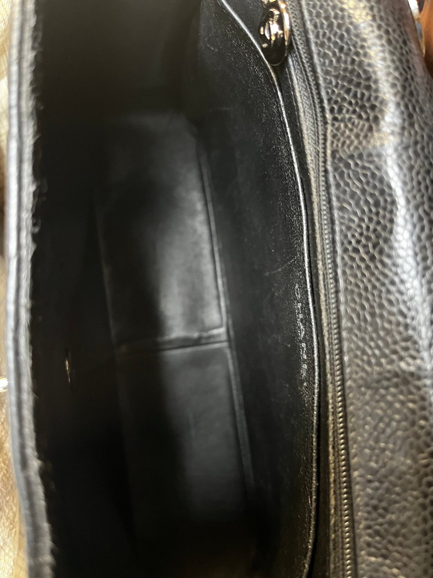 hanel Classic Flap Jumbo Single Flap — Pelle Caviar Nera, Hardware Silver — circa 2002–2003 · 30 cm - Etoilux