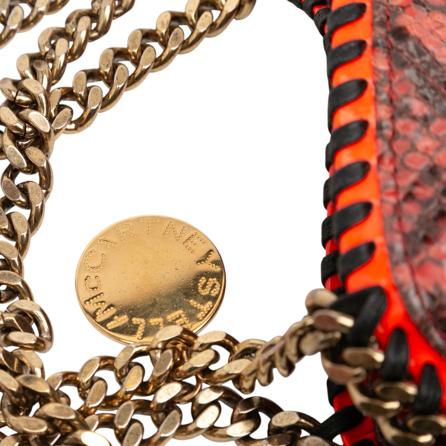 Stella McCartney Falabella – Borsa a Tracolla Pieghevole in Effetto Serpente Arancione - Etoilux