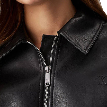 Calvin Klein Jeans – Giubbotto in Faux Leather Nero con Zip - Etoilux