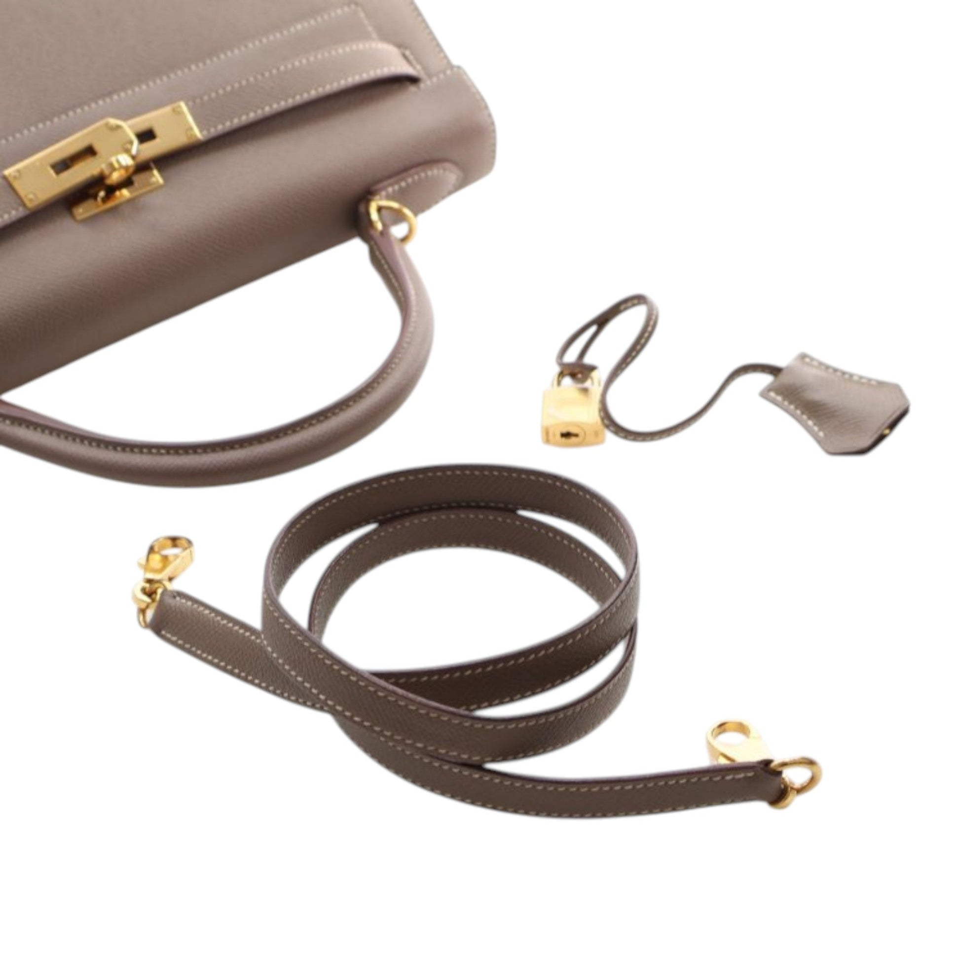 Hermès Kelly Sellier 32 Pelle Epsom Etoupe Hardware Oro 2015 – 32 cm - Etoilux