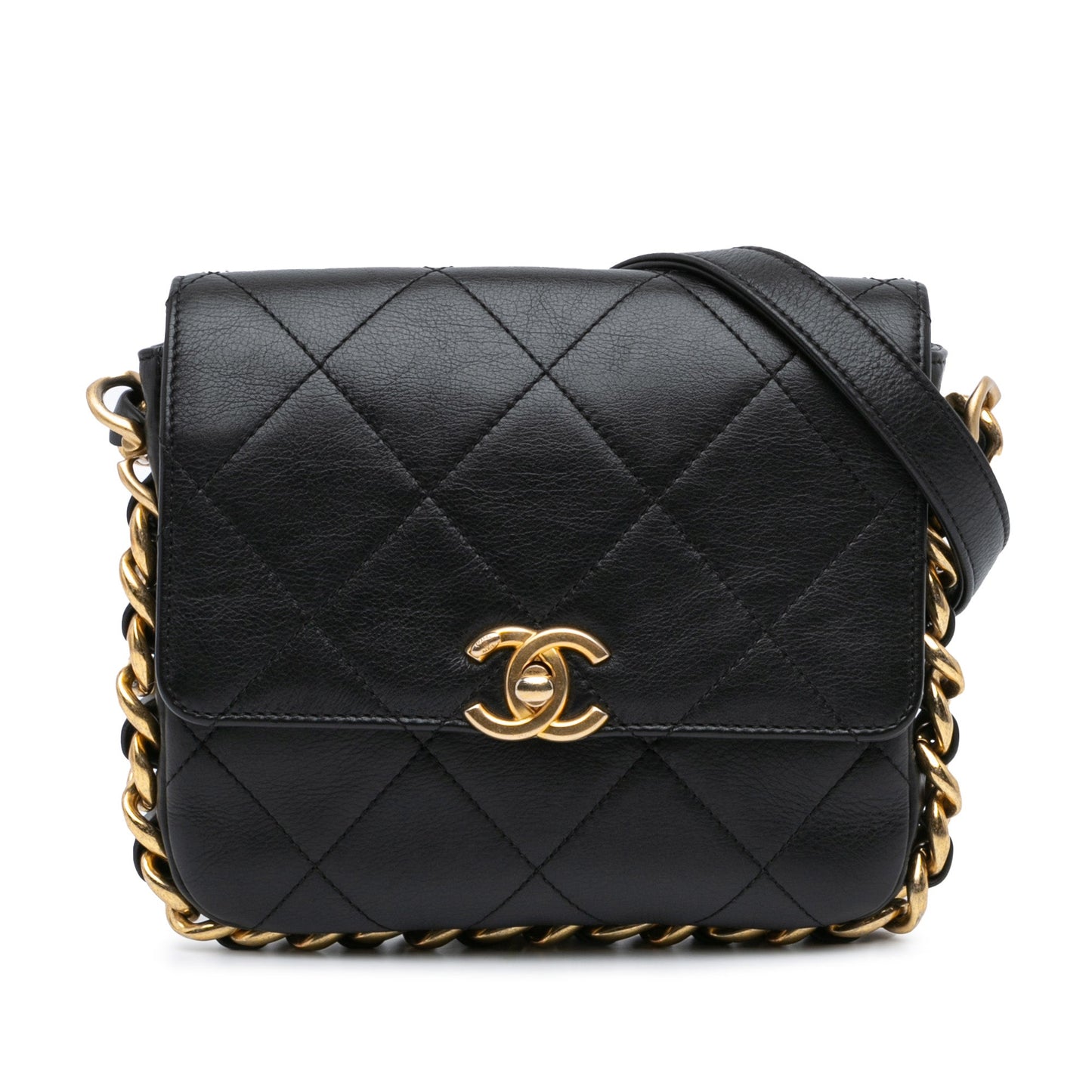 Chanel Small Flap con Catena Pelle di Vitello Trapuntata Nera – 2021/2024 - Etoilux