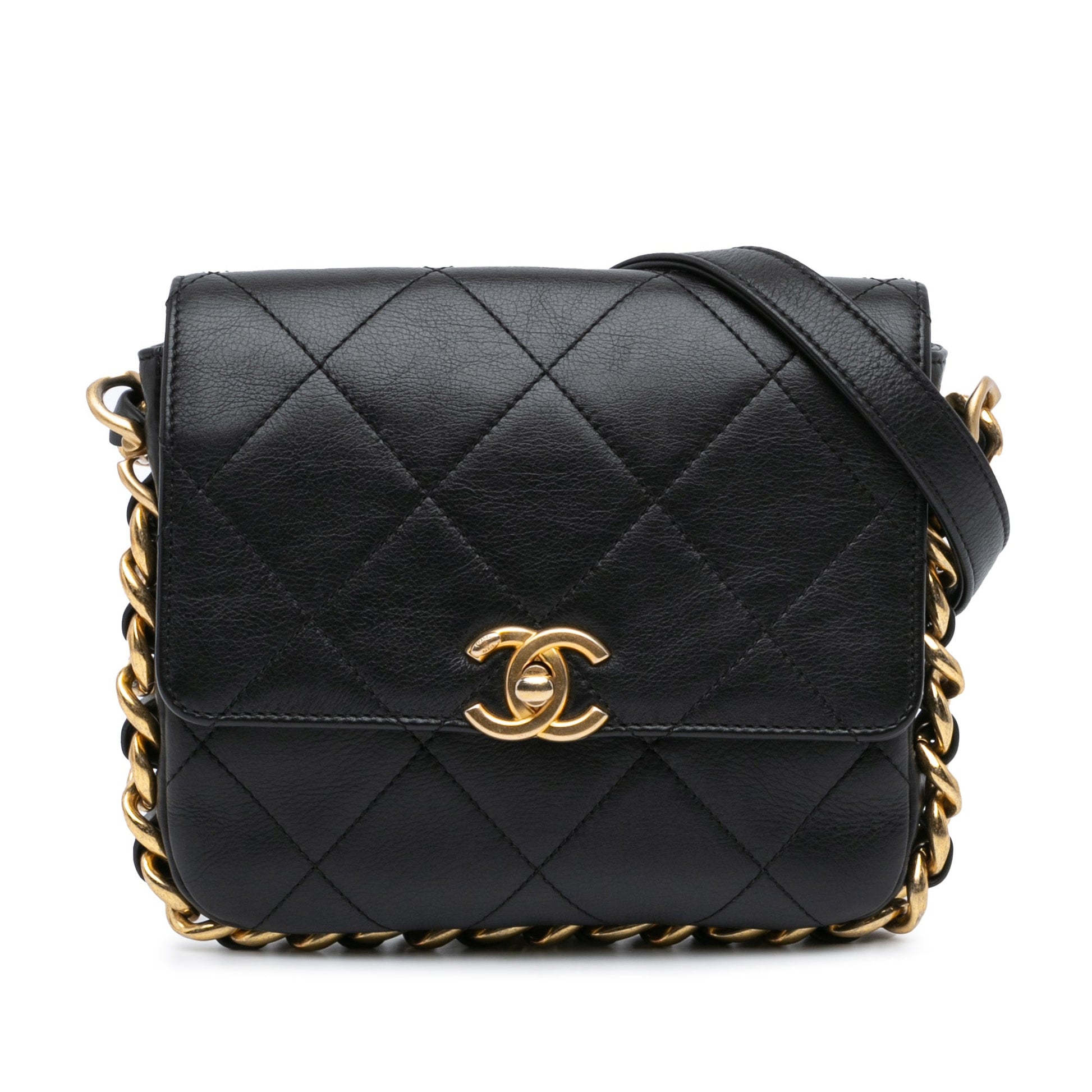 Chanel Small Flap con Catena Pelle di Vitello Trapuntata Nera – 2021/2024 - Etoilux