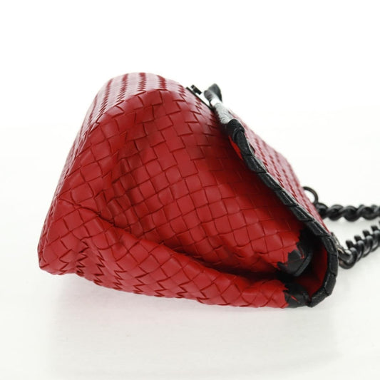 Bottega Veneta Glass Shoulder Bag Intrecciato Nappa Rosso/Nero – 28 cm - Etoilux