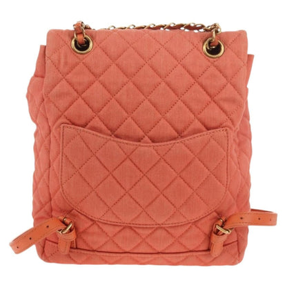 Chanel Zaino Denim Trapuntato Corallo Hardware Dorato – 20 cm - Etoilux