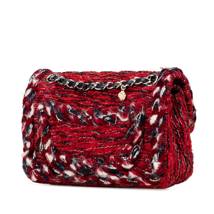 Chanel – Flap Bag Tweed Rosso con Charm Metallici – 2017/18 - Etoilux