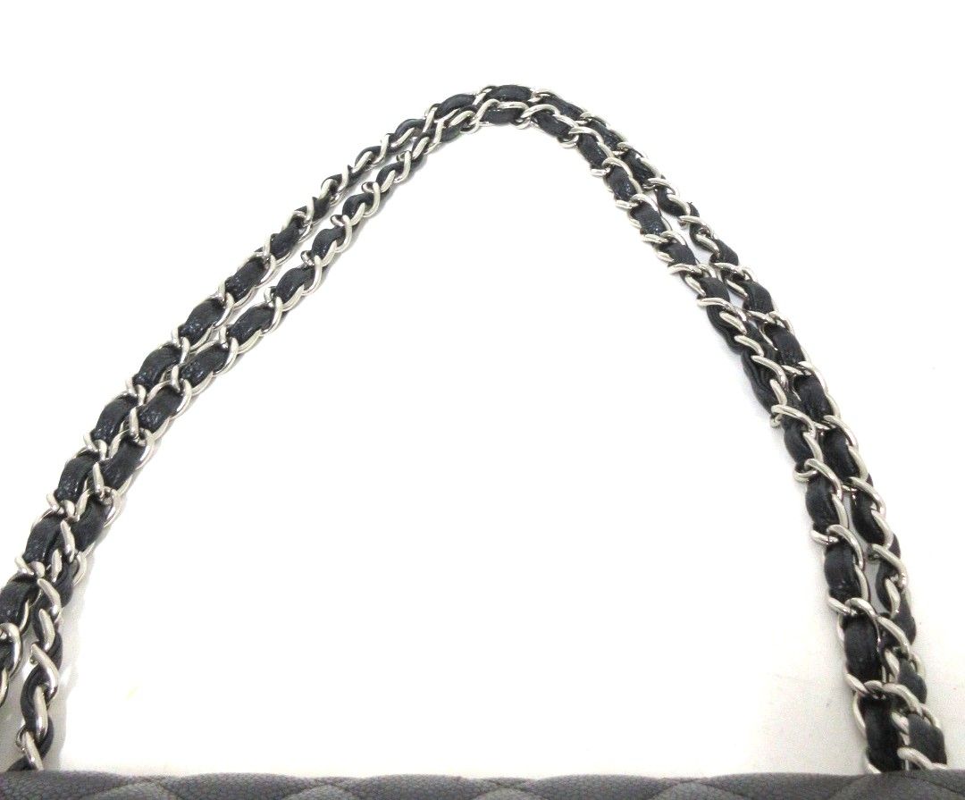 Chanel Classic Flap Jumbo – Caviar Nero con Hardware Argentato – Serie 25 - Etoilux