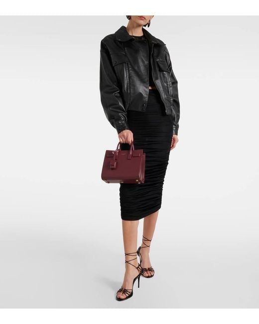 Saint Laurent Sac de Jour Nano in Pelle Bordeaux - Etoilux