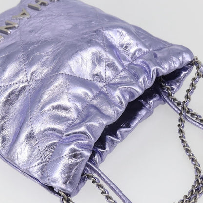 Chanel 22 Mini Hobo Pelle di Vitello Metallizzata Lilla – 17 cm - Etoilux
