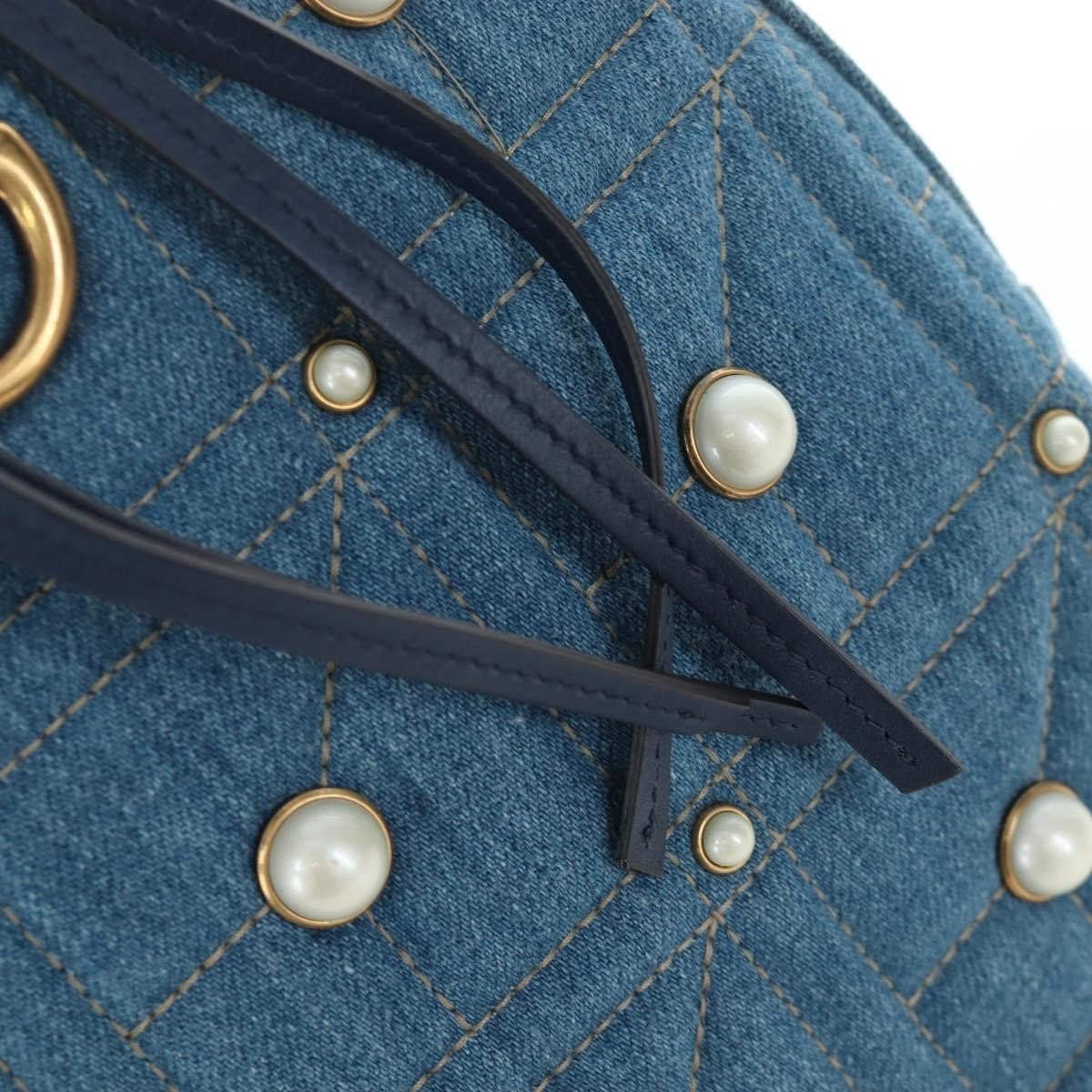Gucci Zaino GG Marmont Pearly Small Denim Matelassé Blu – 24 cm - Etoilux