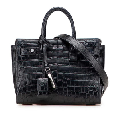Saint Laurent Sac de Jour Nano – Pelle Nero Coccodrillo - Etoilux
