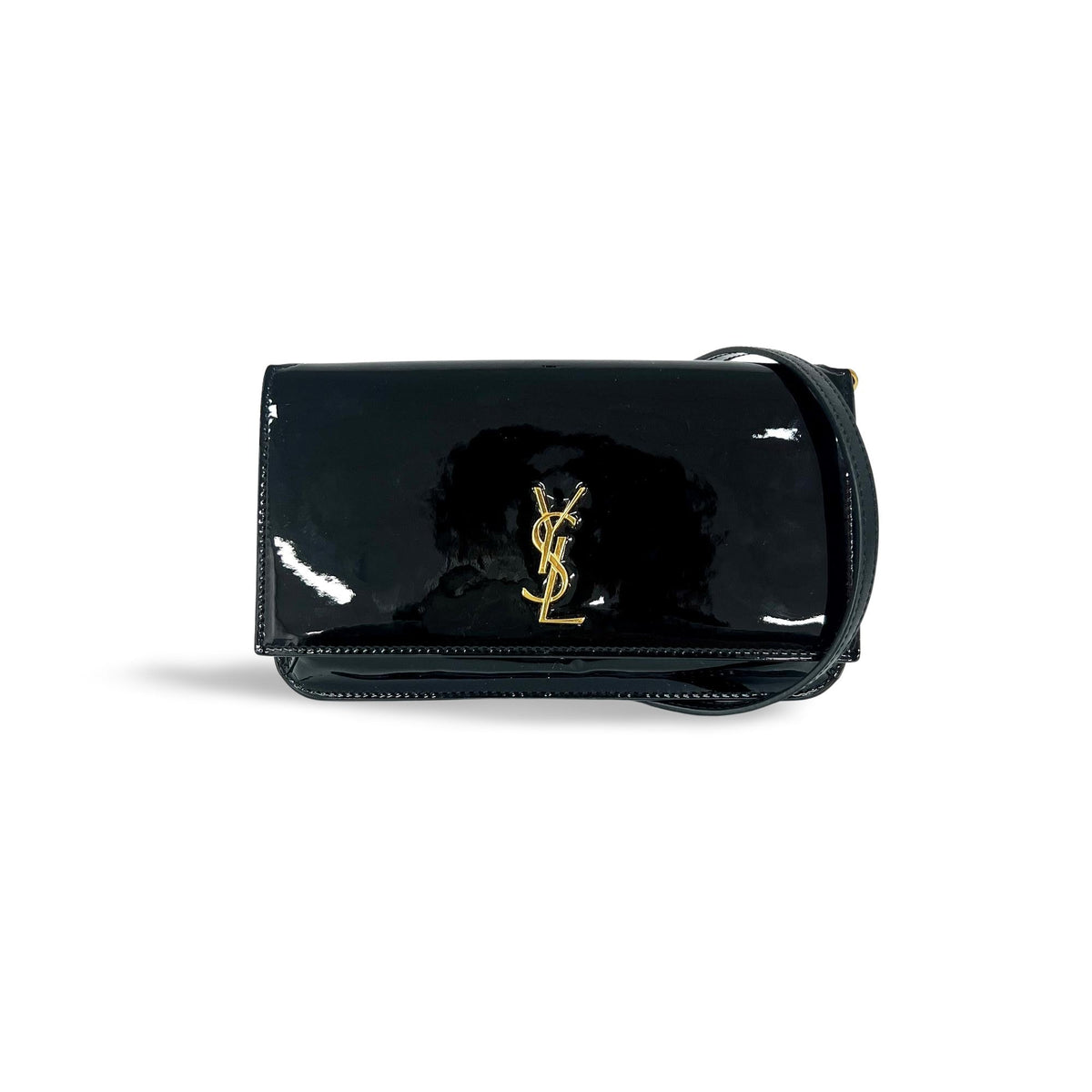 Saint Laurent Cassandre Wristlet in vernice nera