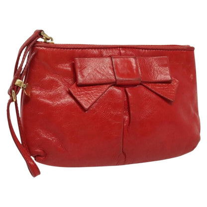 Miu Miu – Pouch in Pelle Rossa con Fiocco e Dettagli Dorati - Etoilux