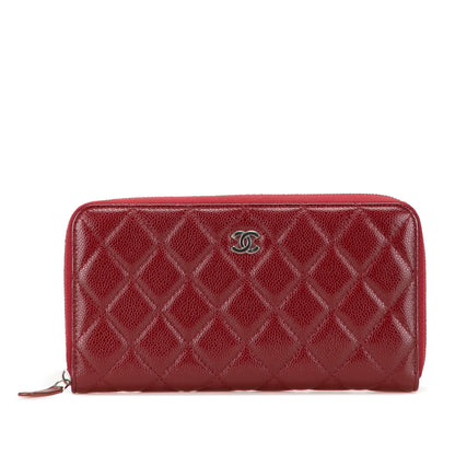 Chanel – Portafoglio Zip Around in Pelle Caviar Rosso (2020) - Etoilux