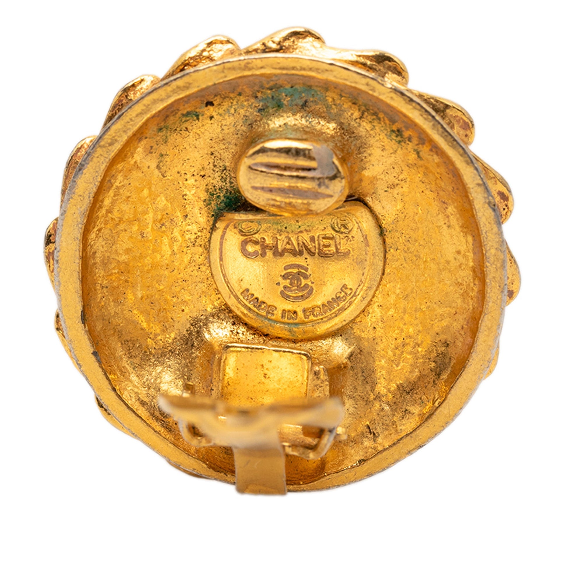 Chanel Orecchini Vintage Coco Figure Clip Metallo Placcato Oro — Anni 1970–1980 - Etoilux
