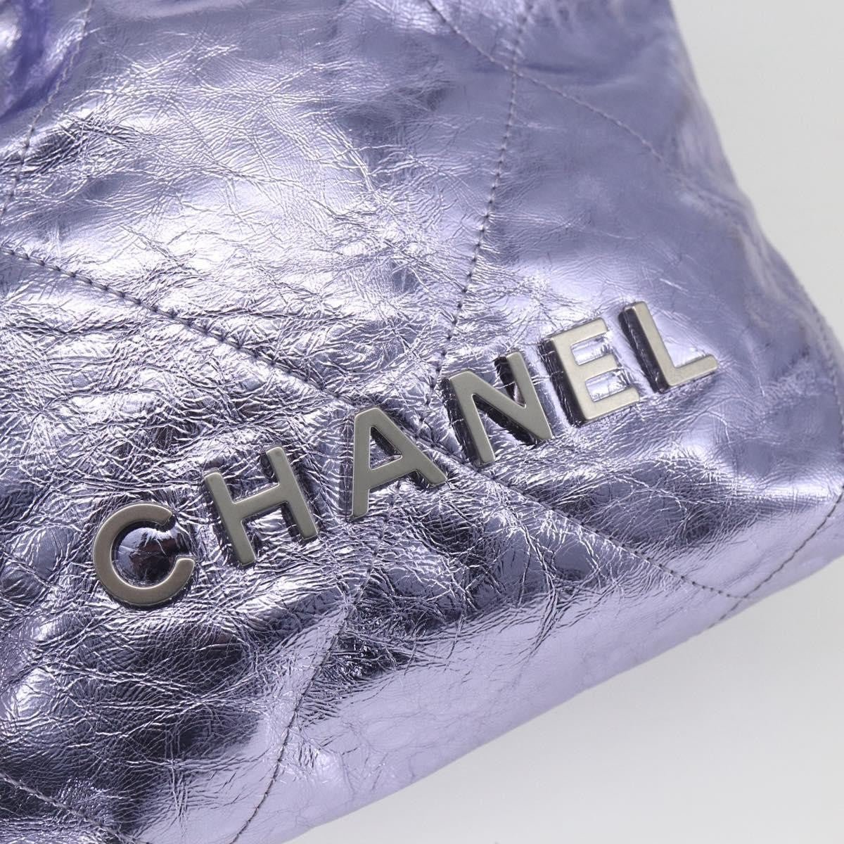 Chanel 22 Mini Hobo Pelle di Vitello Metallizzata Lilla – 17 cm - Etoilux